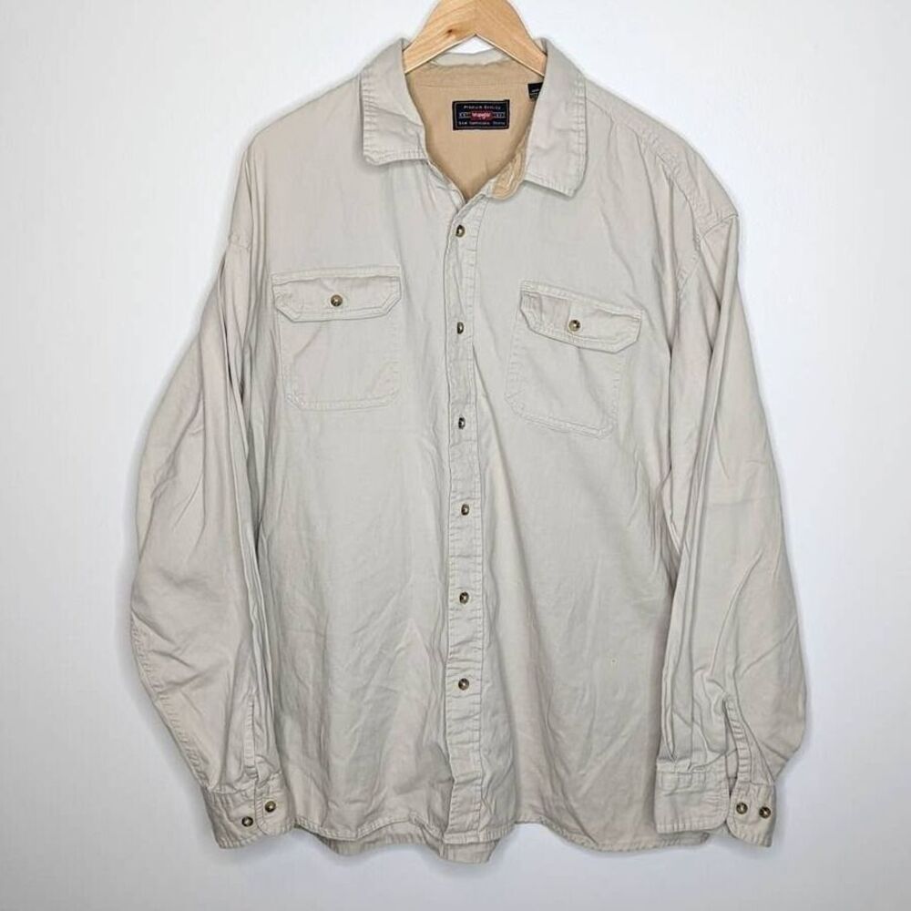 Wrangler Casual Button Down Long Sleeve Tan Work Shirt Men's Size 3XL